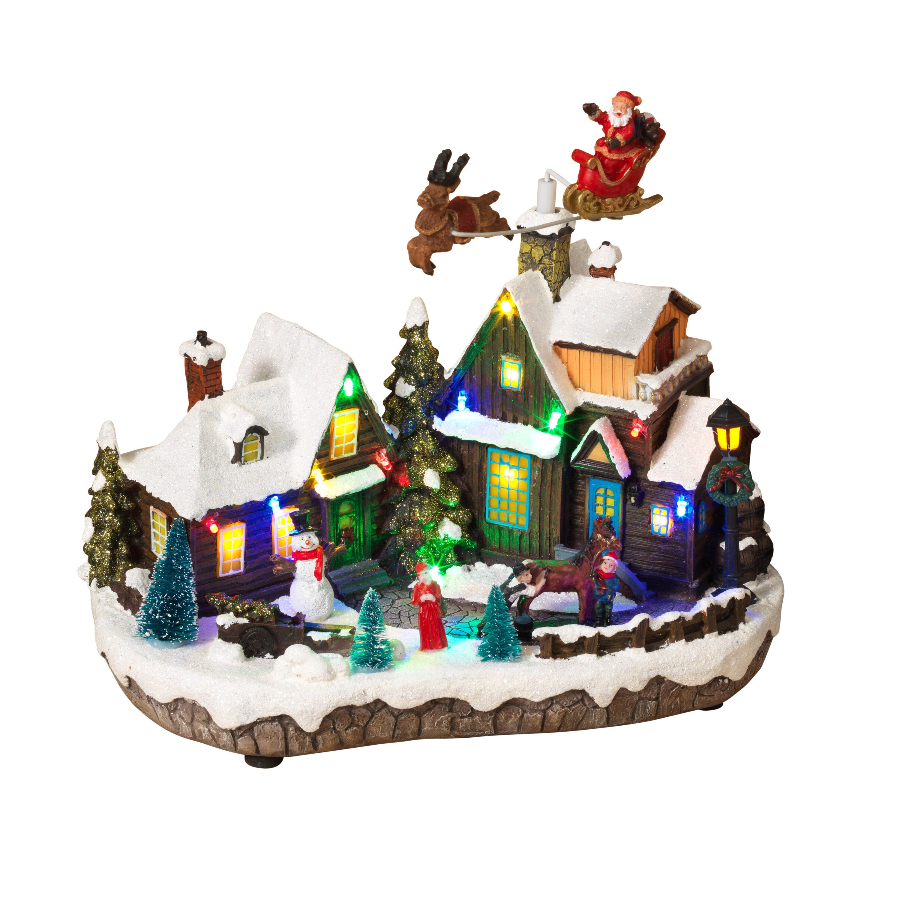 The Gerson Company LED Christmas Holiday Village with Moving Figurines - N/A