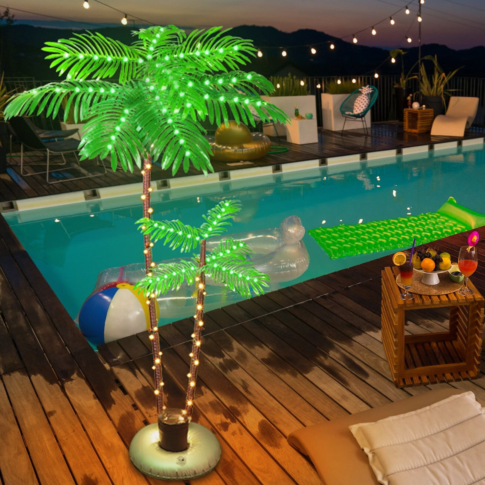 Lighted Palm Tree for Outside Patio Yard Party Pool 6FT-2-Tree-Plug-in
