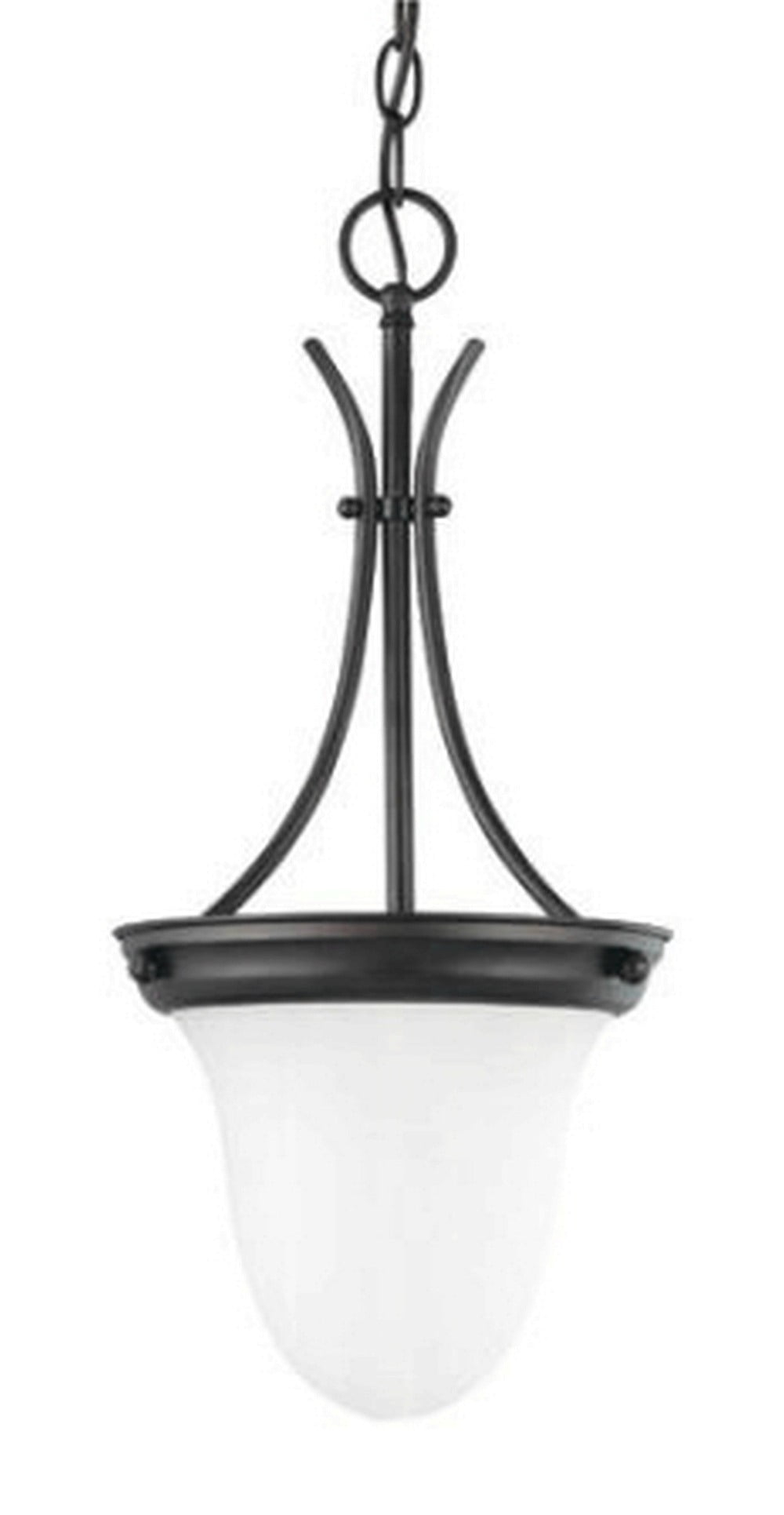 Lighting 63174 - 1 Light (Medium Screw Base) 9.75" Mahogany Bronze Finish with Frosted White Glass Pendant Light Fixture (60-3174)