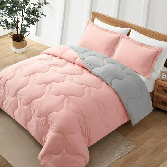 Lightweight Reversible Comforter Set 2 or 3 Pieces with Pillow Shams Twin Queen King