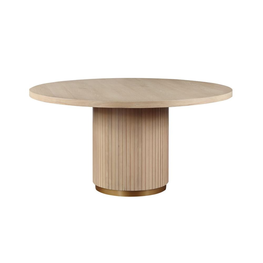 Lilola Home 59" Rectangle Pedestal Dining Table, Oak