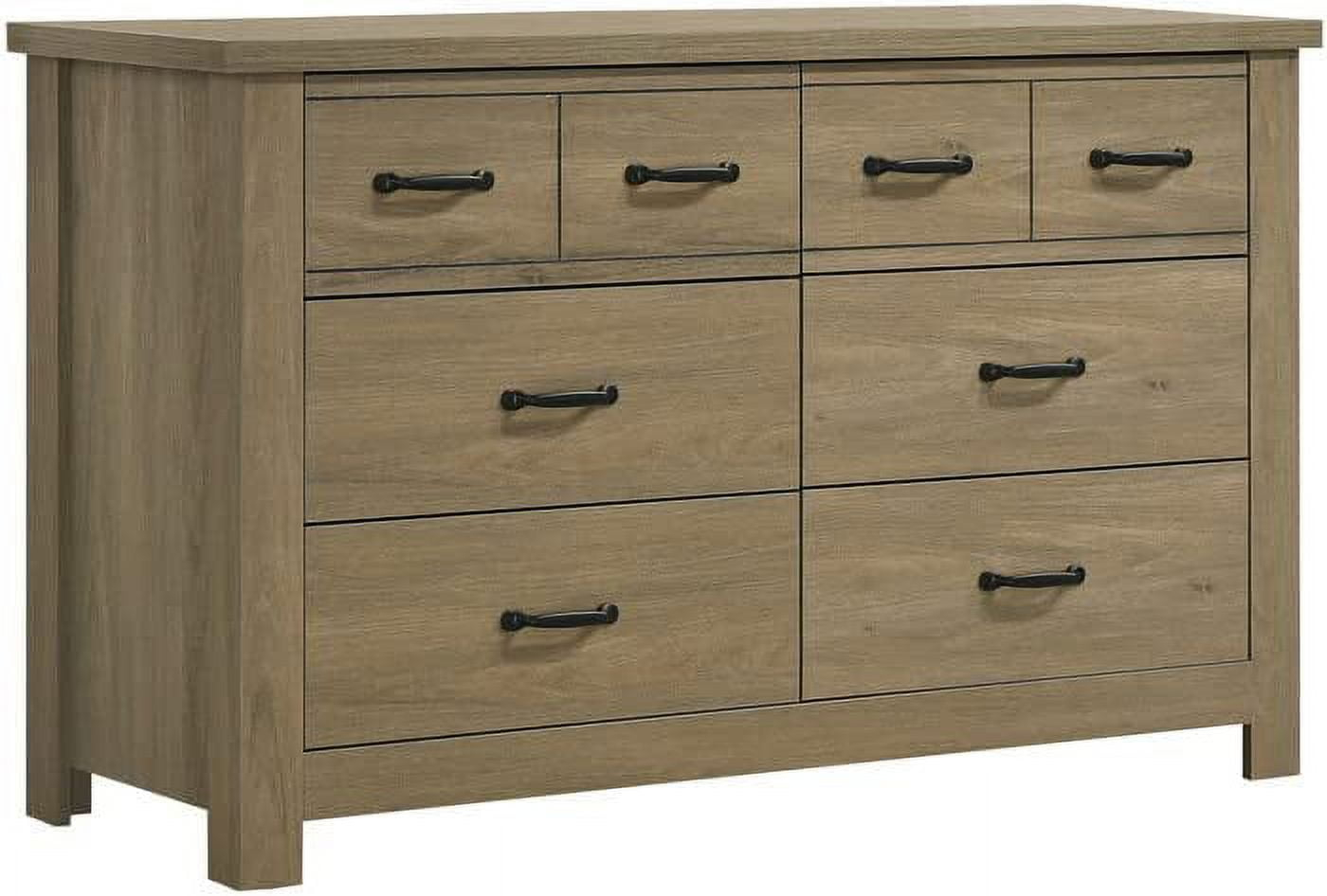 DUOSONG Finn 51" Coffee Gray Oak Finish Dresser with 6 Drawers and Black Handles