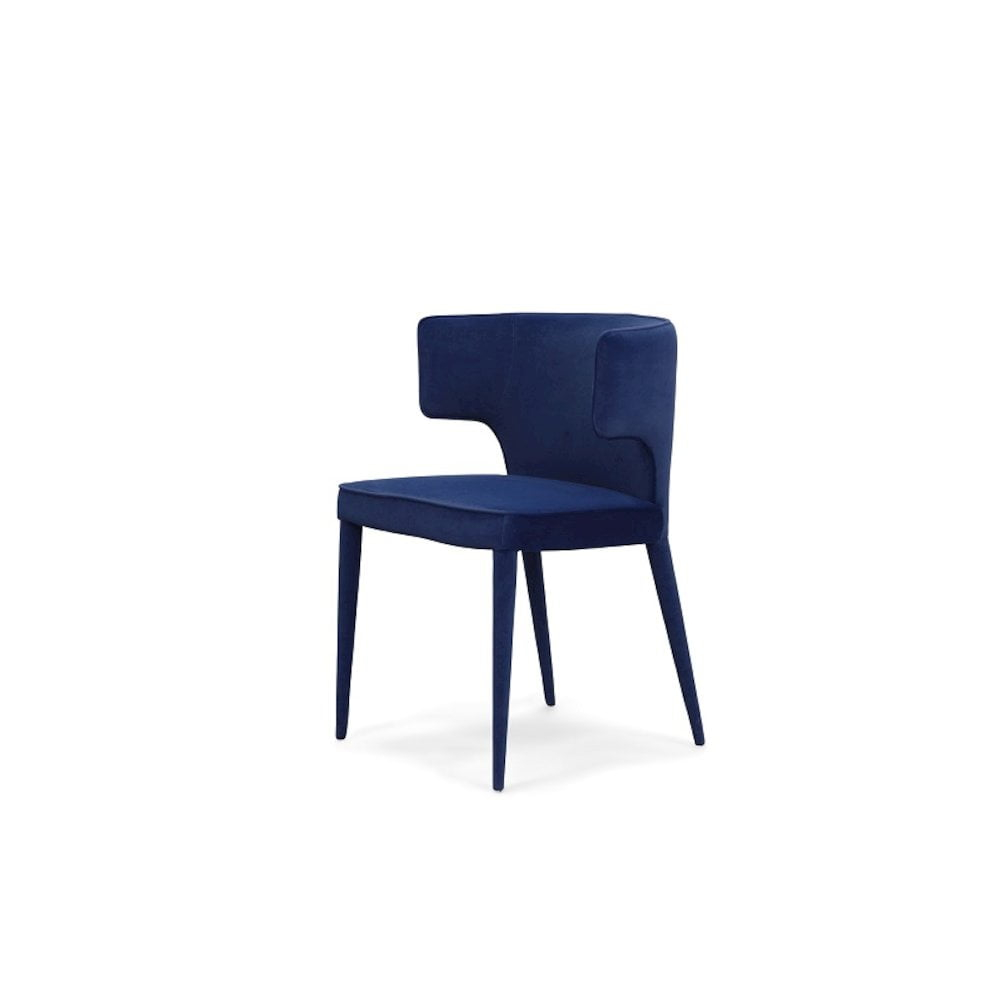 Limari Home Lucero 20" Modern Velvet and Metal Dining Armchair in Blue