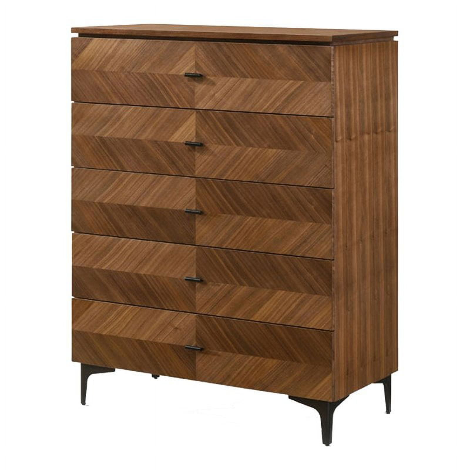 Limari Home Paula Veneer Wood and Metal Bedroom Chest in Walnut/Black