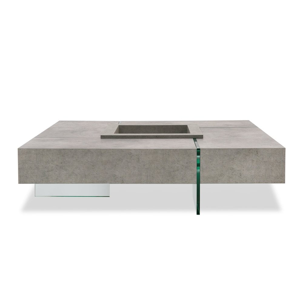Limari Home Shauna Faux Concrete Wood and Glass Floating Coffee Table in Gray