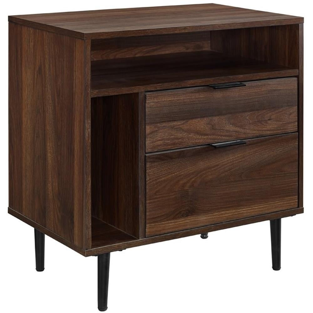 Lincoln 25" Modern Storage Bedroom Nightstand in Dark Walnut
