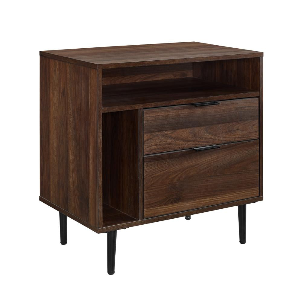 Lincoln 25" Modern Storage Bedroom Nightstand in Dark Walnut