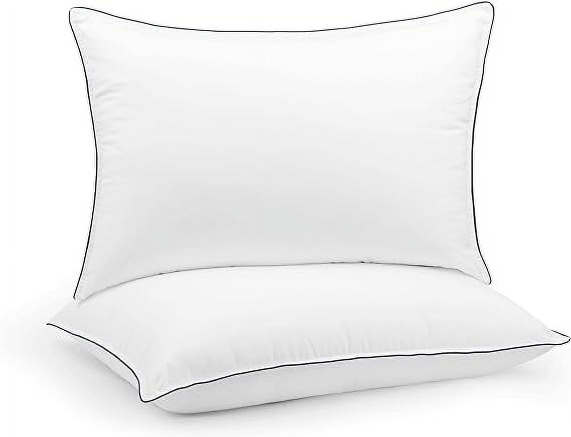 Linen Home Down Alternative Pillows with Grey Piping, Queen Size Pillows Set of 2, Bed Pillows for Side and Back Sleepers, Cooling Pillows for Sleeping, Ideal for Pillowcases Size - 20 X 30 inches