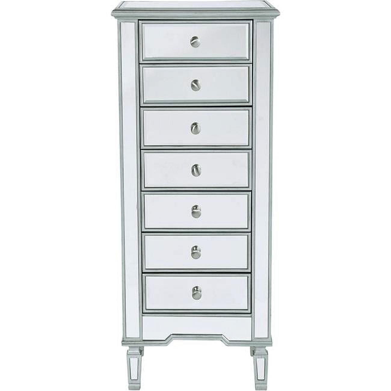 Elegant Decor Reflexion 7 Drawer Petite Mirrored Lingerie Chest in Silver