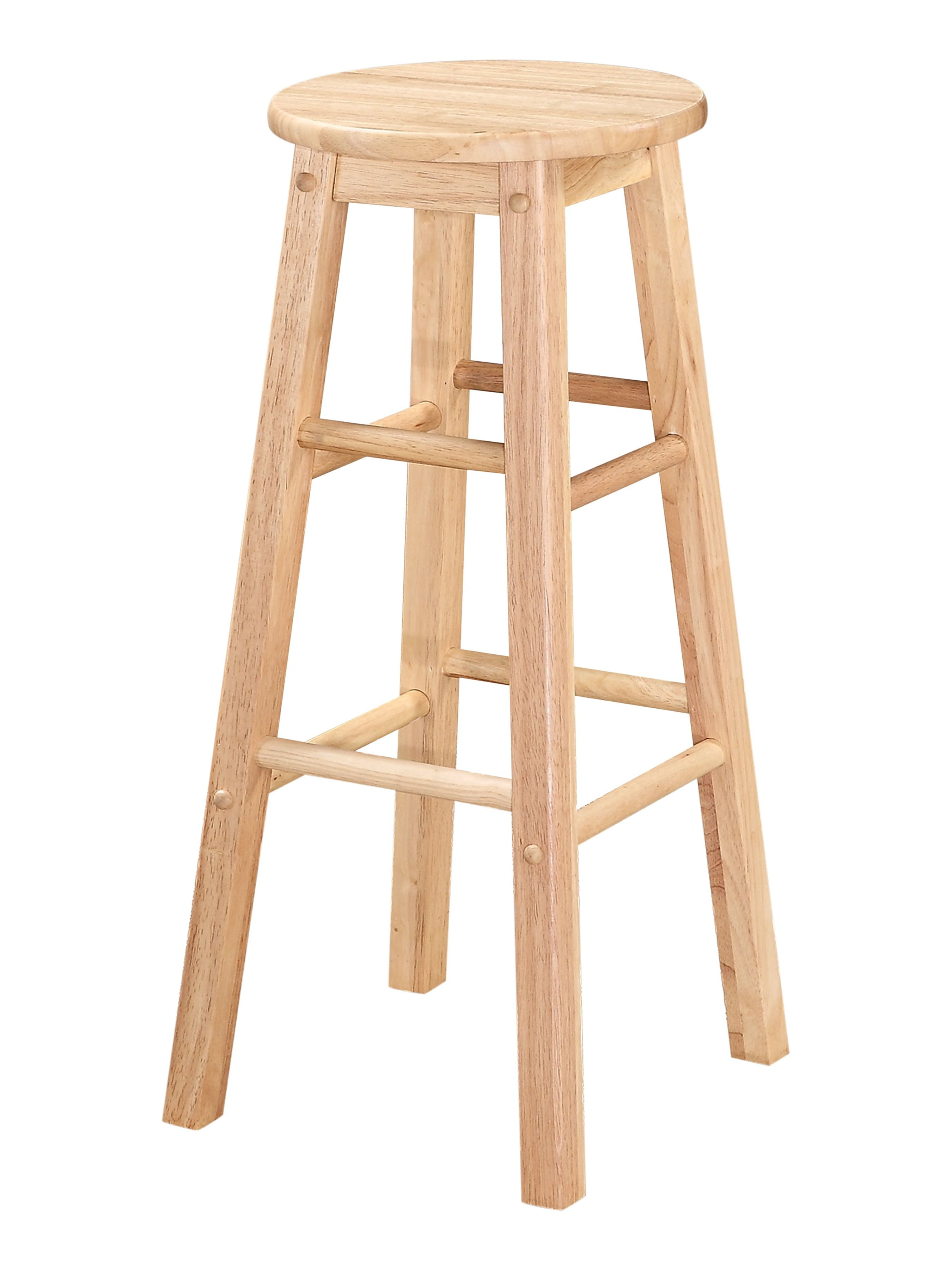 Linon Backless Wood Bar Stool, 29" Seat Height, Natural Finish