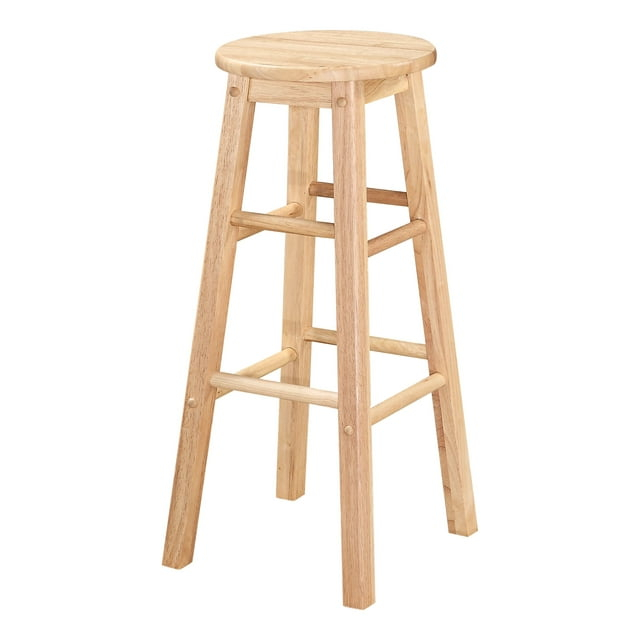 Linon Backless Wood Bar Stool, 29" Seat Height, Natural Finish