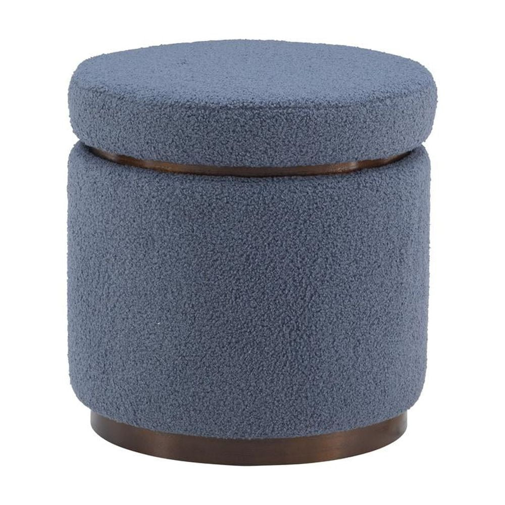Linon Blanche Storage Ottoman Blue Gry Walnut