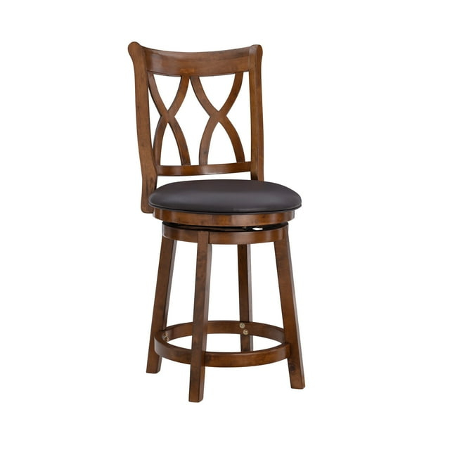 Linon Carmen Wood 23.5" Swivel Counter Stool in Rustic Oak Brown