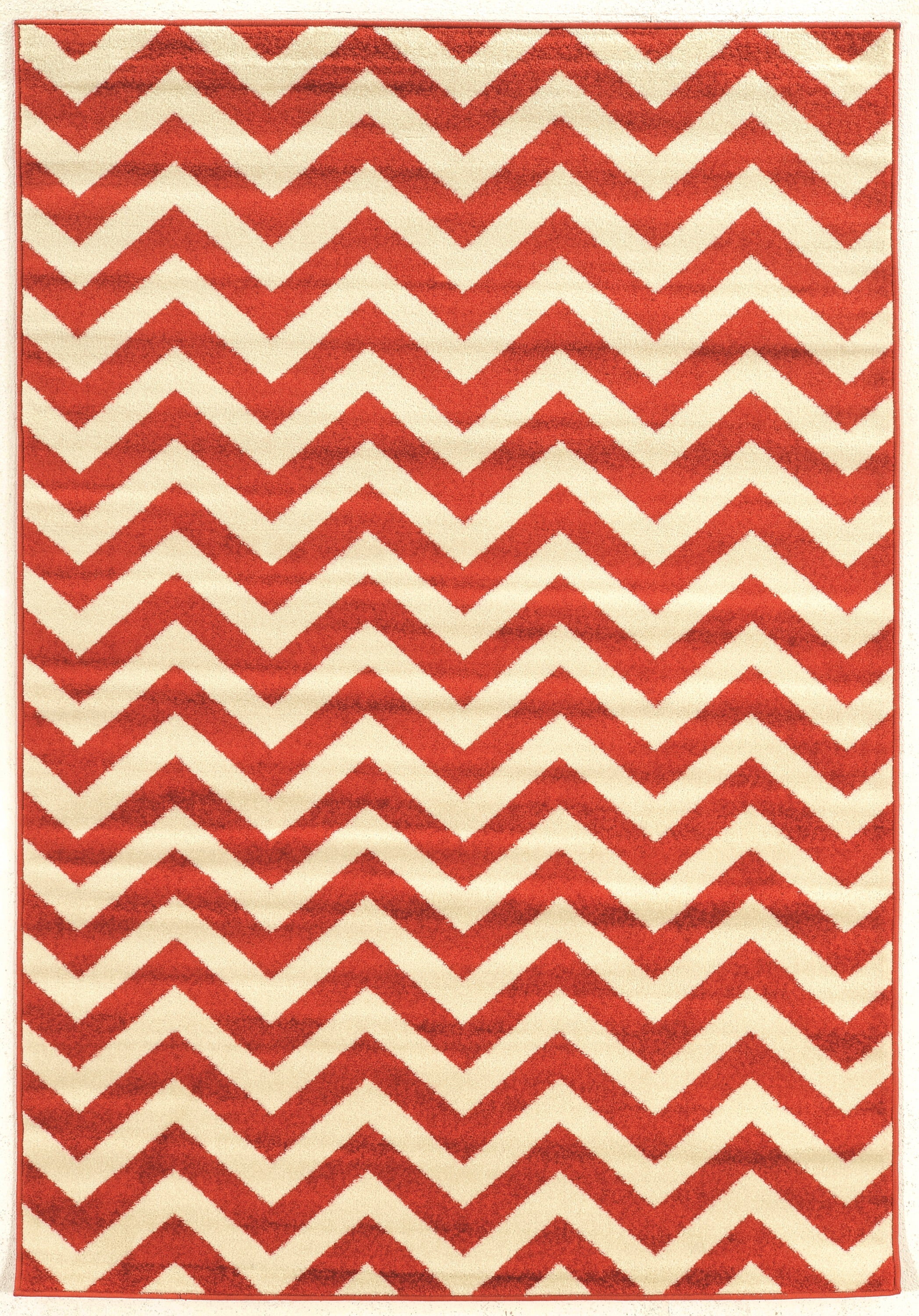 Linon Claremont Chevron Power Loomed Polypropylene 8'x10' Rug in Terracotta Red