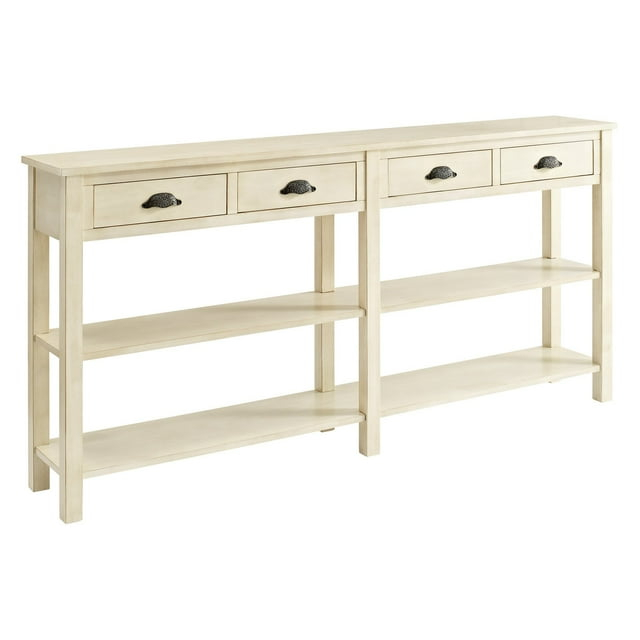 Linon Crackle Wood Console Table in Cream