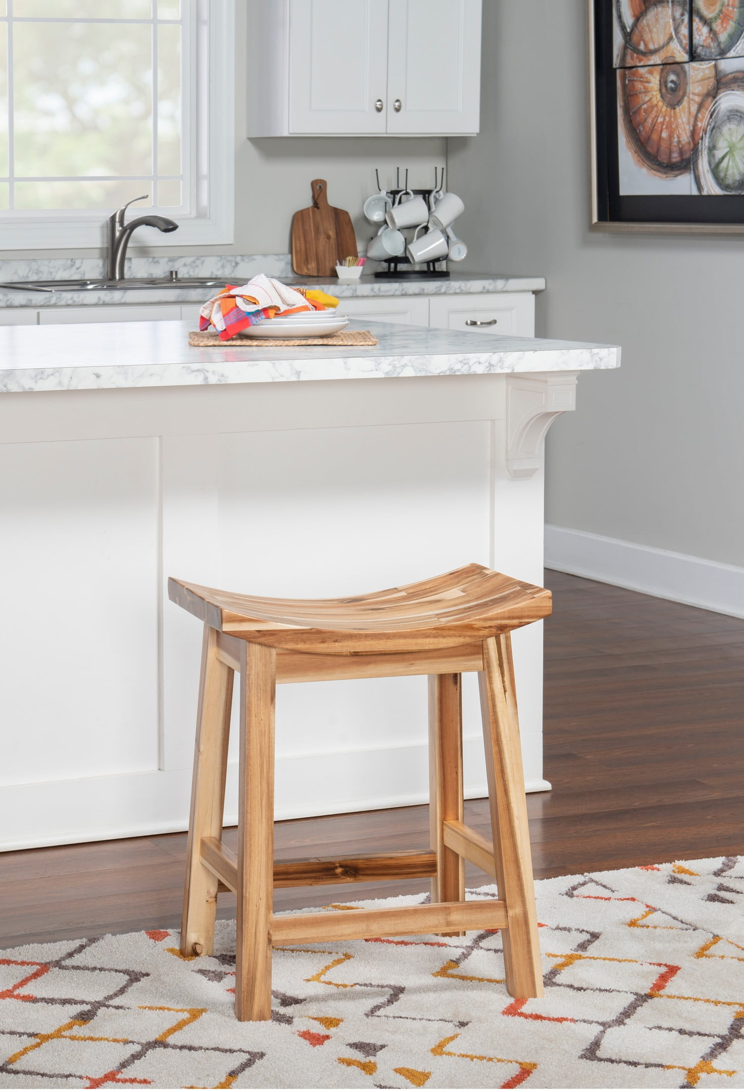 24 x 20 x 12.25 in. Dale Saddle Counter Stool, Light Natural