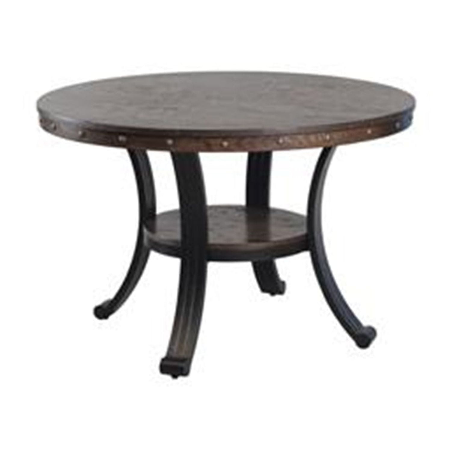 Linon Franklin Wood and Metal Round Dining Table in Rustic Umber Brown