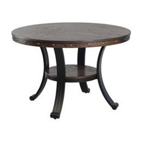 Linon Franklin Wood and Metal Round Dining Table in Rustic Umber Brown