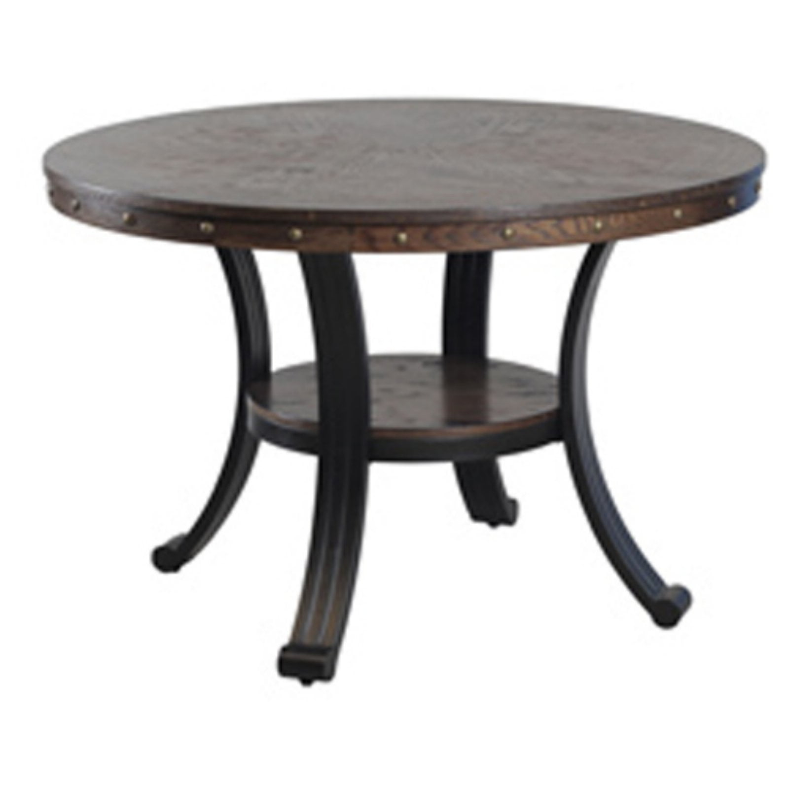 Linon Franklin Wood and Metal Round Dining Table in Rustic Umber Brown