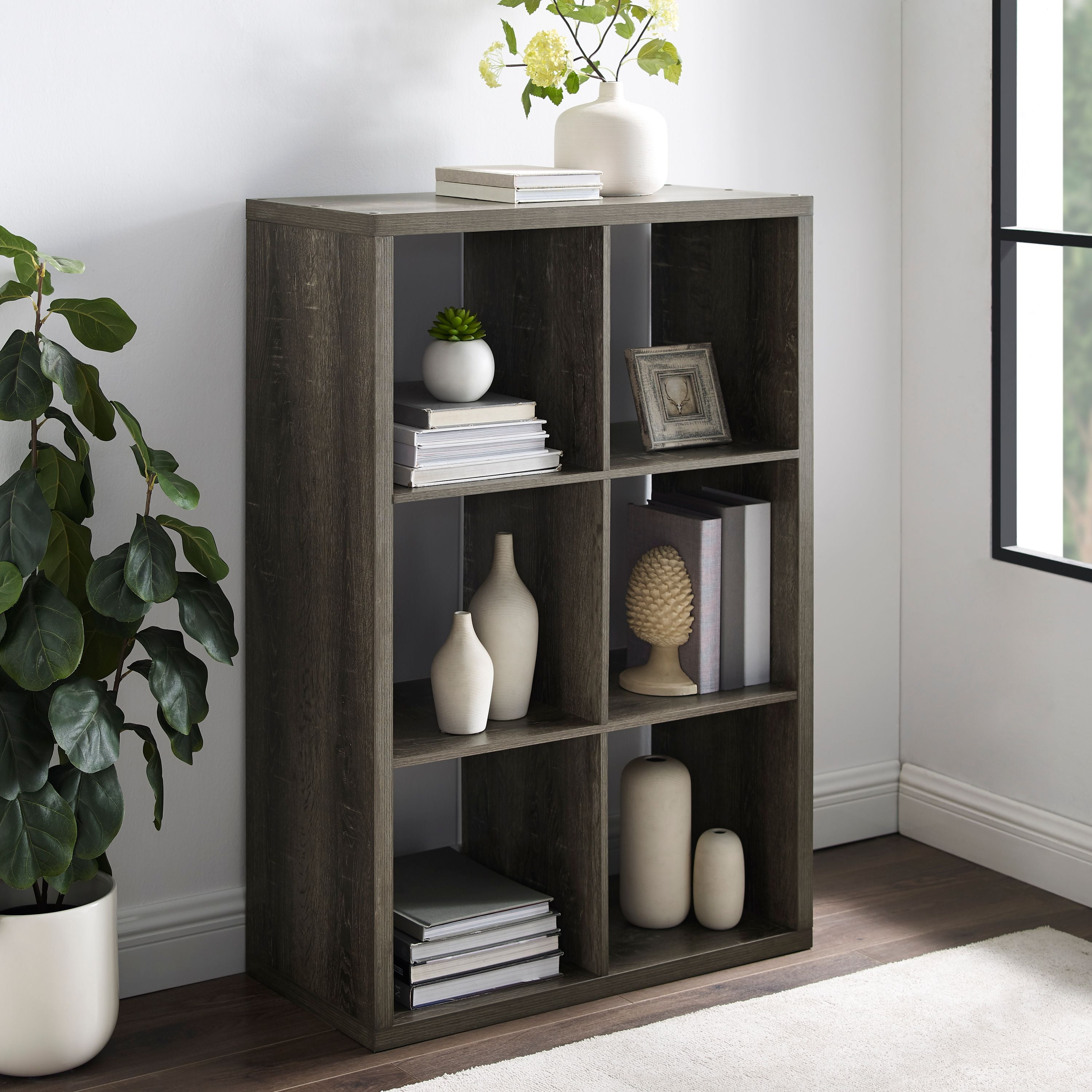 44.09 x 30.08 x 14.57 in. Galli 6 Cubby Storage Cabinet, Gray