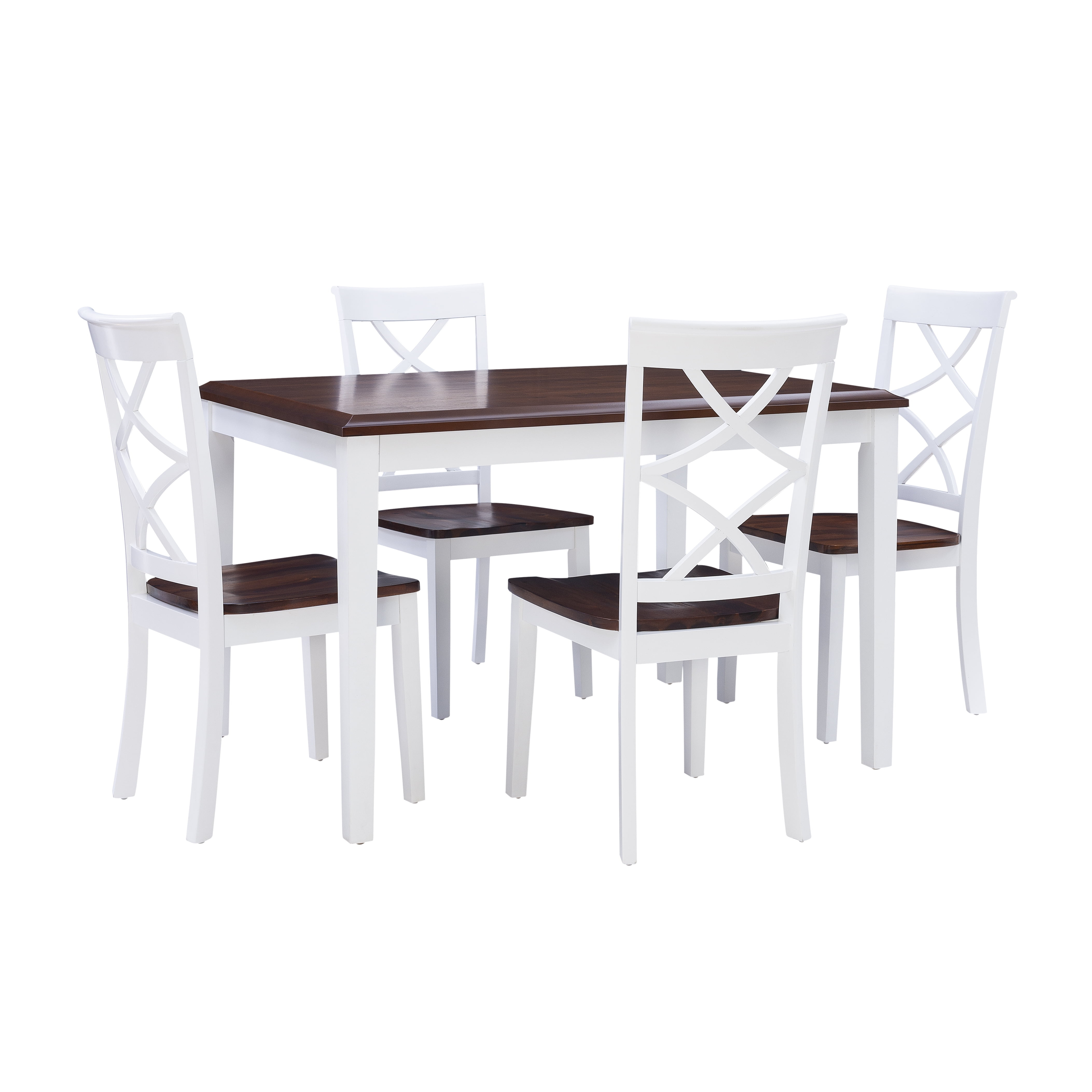 Linon Harrison Five Piece 2 Tone Dining Set in Cherry/White Finished Wood