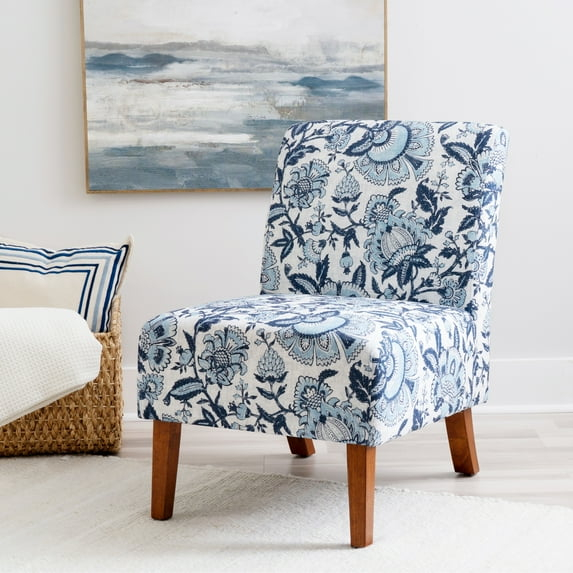 Linon Home Decor Bradford Blue Paisley Pattern Fabric Accent Chair