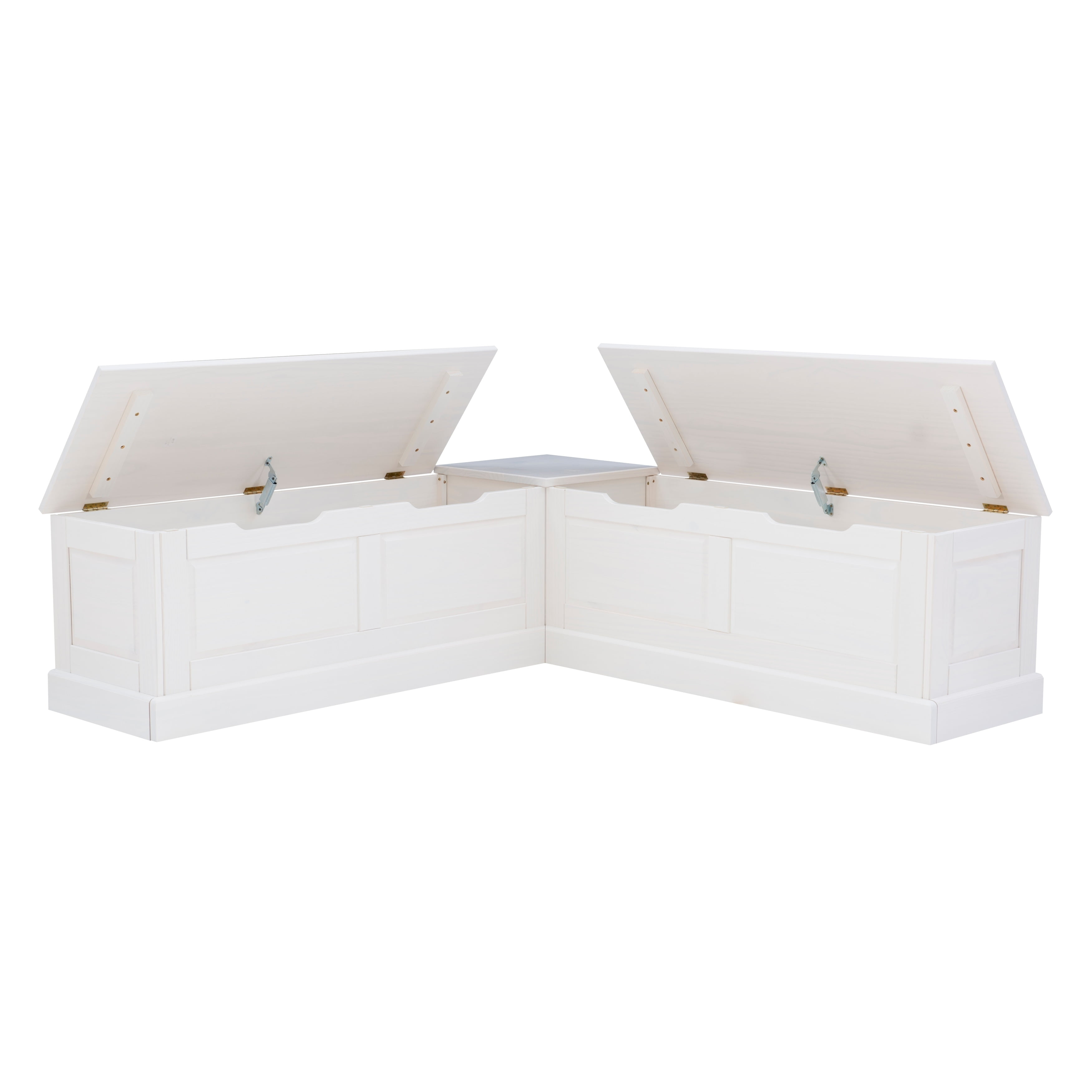Linon Home Decor Josie L-shaped Backless Breakfast Nook Bench White Painted Farmhouse, Rustic