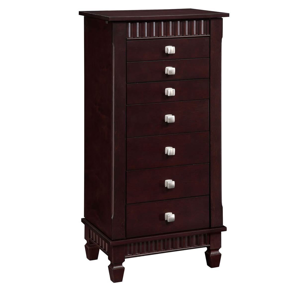 Linon Joslyn Contemporary Wood Jewelry Armoire in Merlot Brown