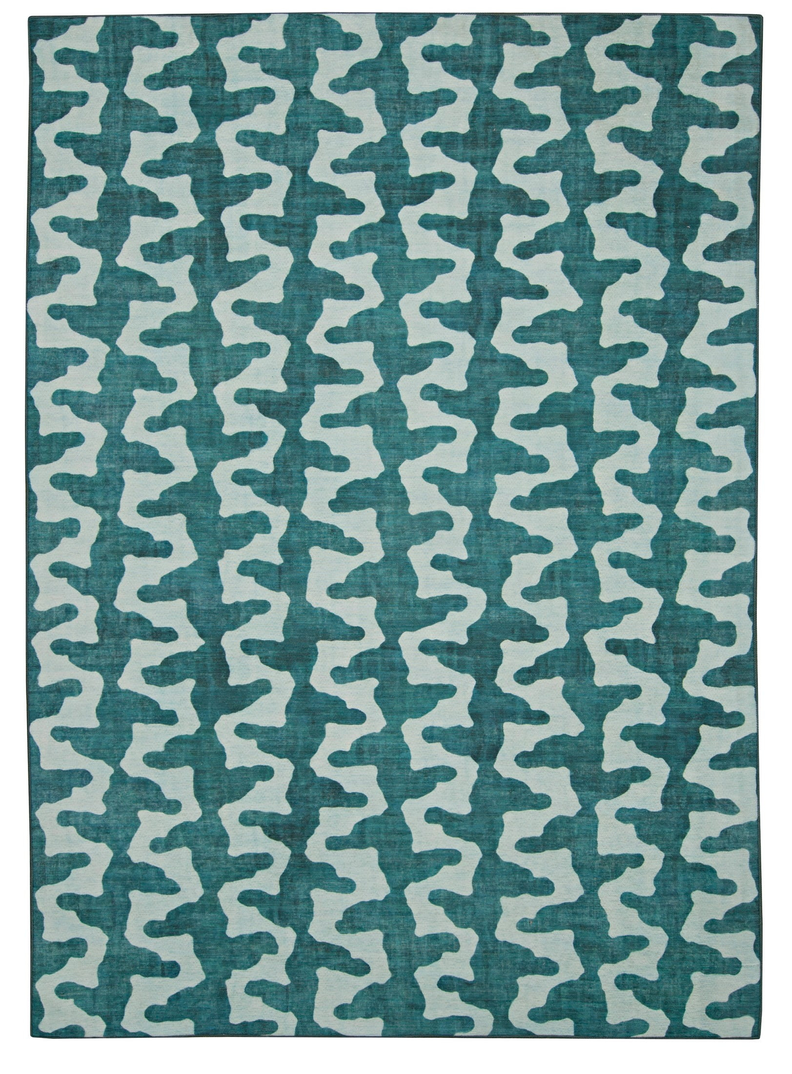 Linon Outdoor Washable Area Rug Collection, Aqua and Green, 2' x 3'