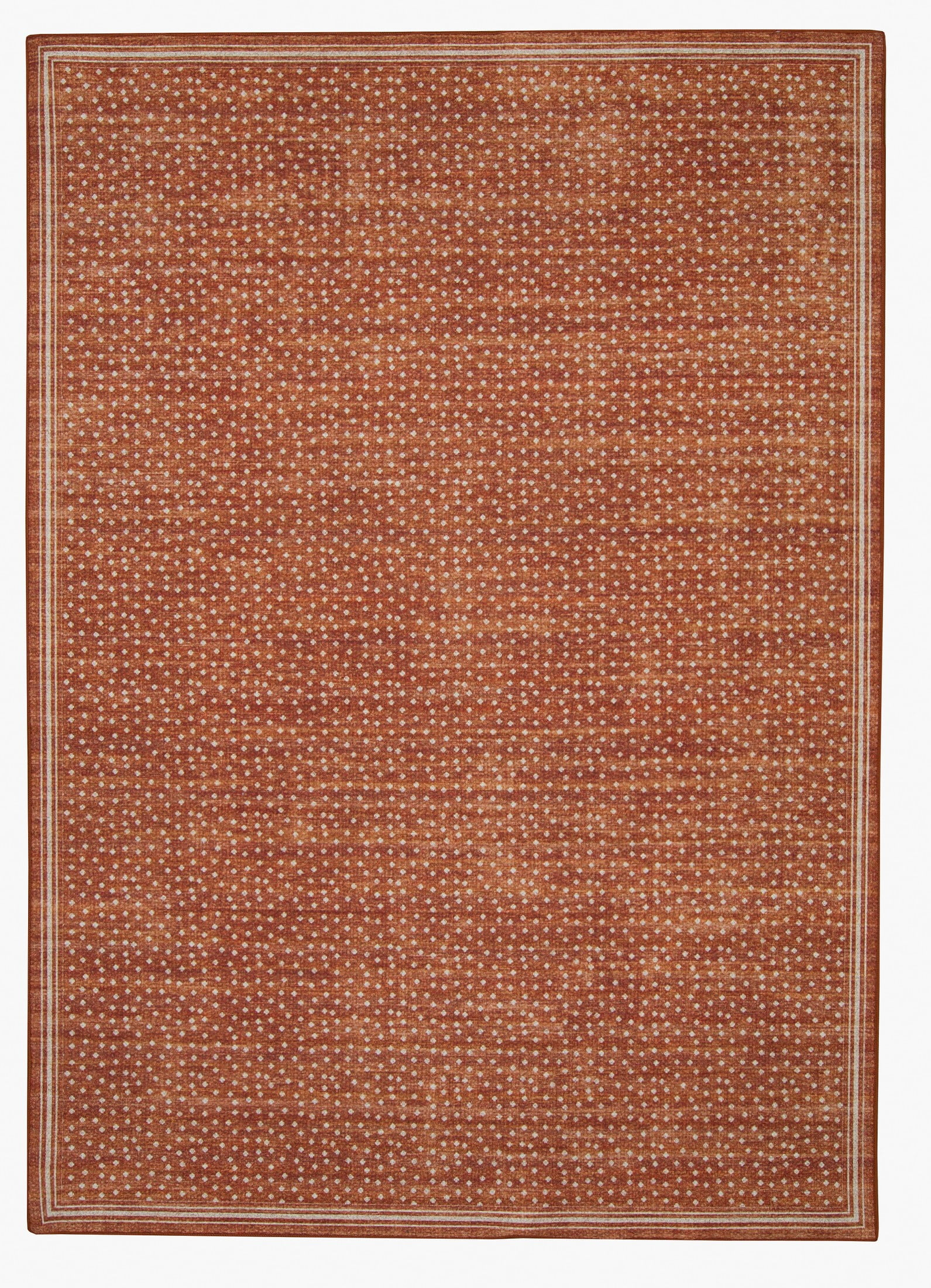 Linon Outdoor Washable Area Rug Collection, Orange and Ivory, 3' x 5'