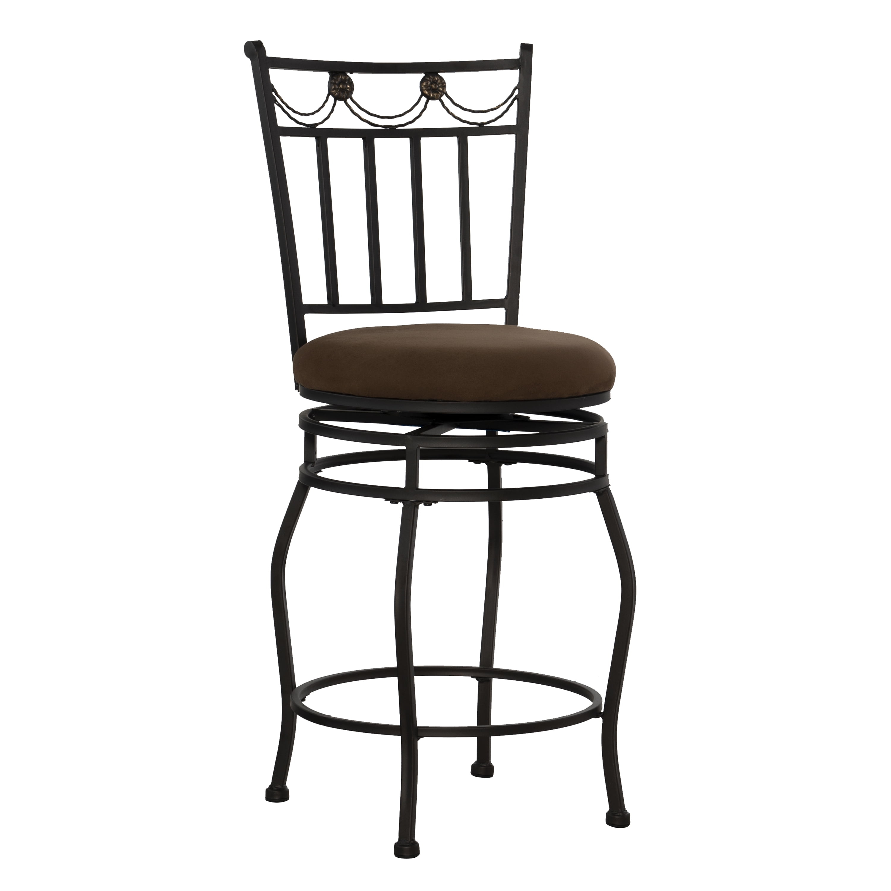 Linon Swag Counter Stool, Brown, 24 inch Seat Height
