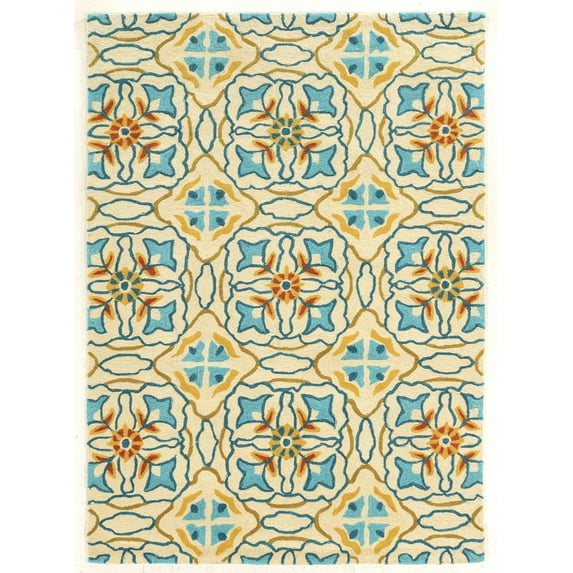 Linon Trio Ettie Hand Tufted Polyester 8'x10' Rug in Ivory