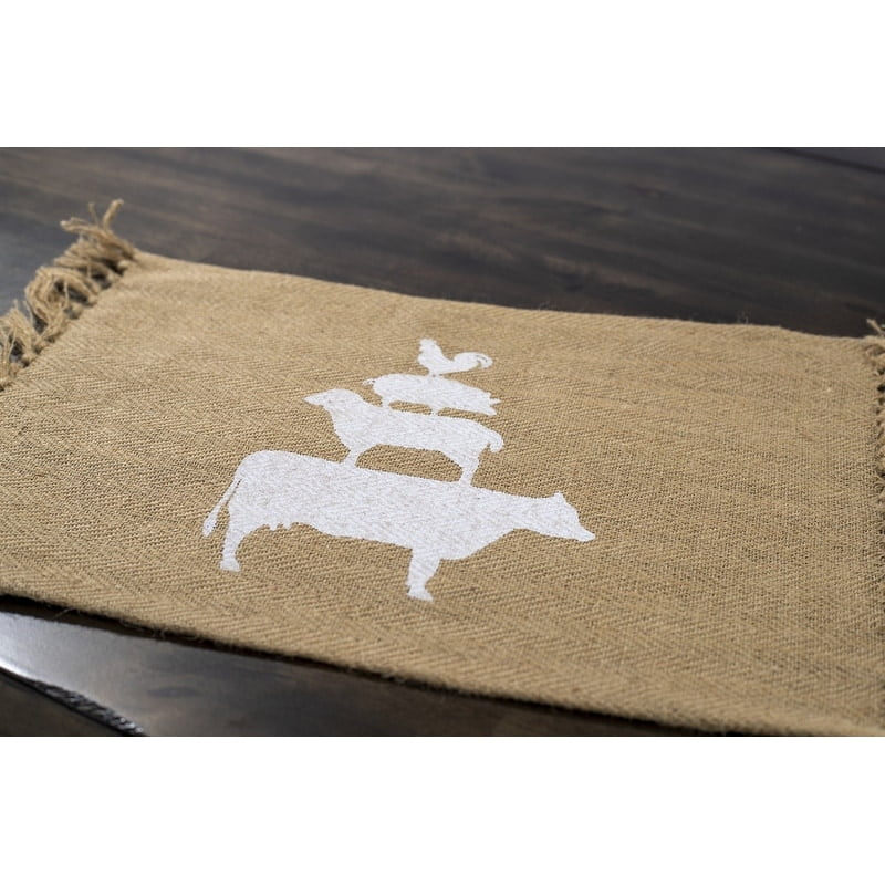 Lintex Linens Farm Animals 100% Jute Placemat 12"x18" (Set of 4) - 12'x18'