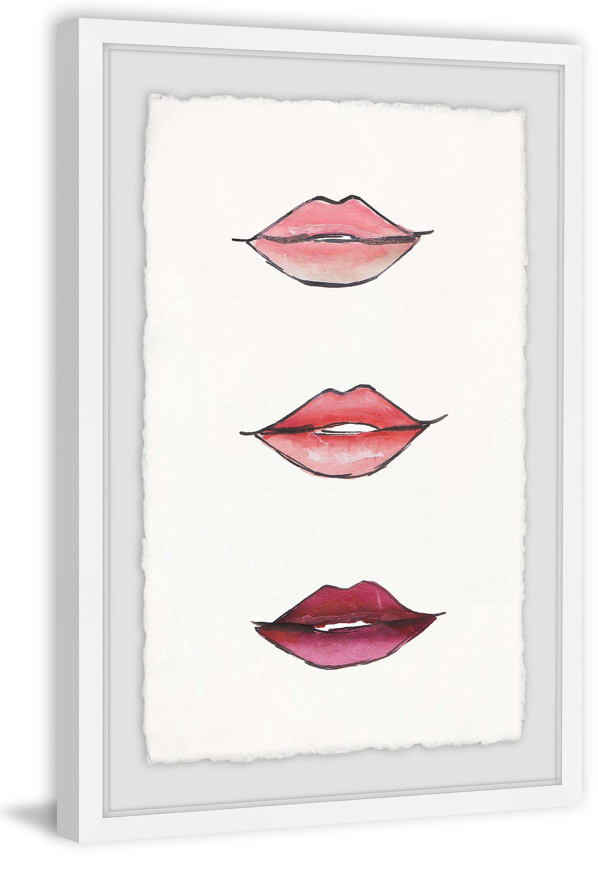Lip Trio Vertical Framed Painting Print