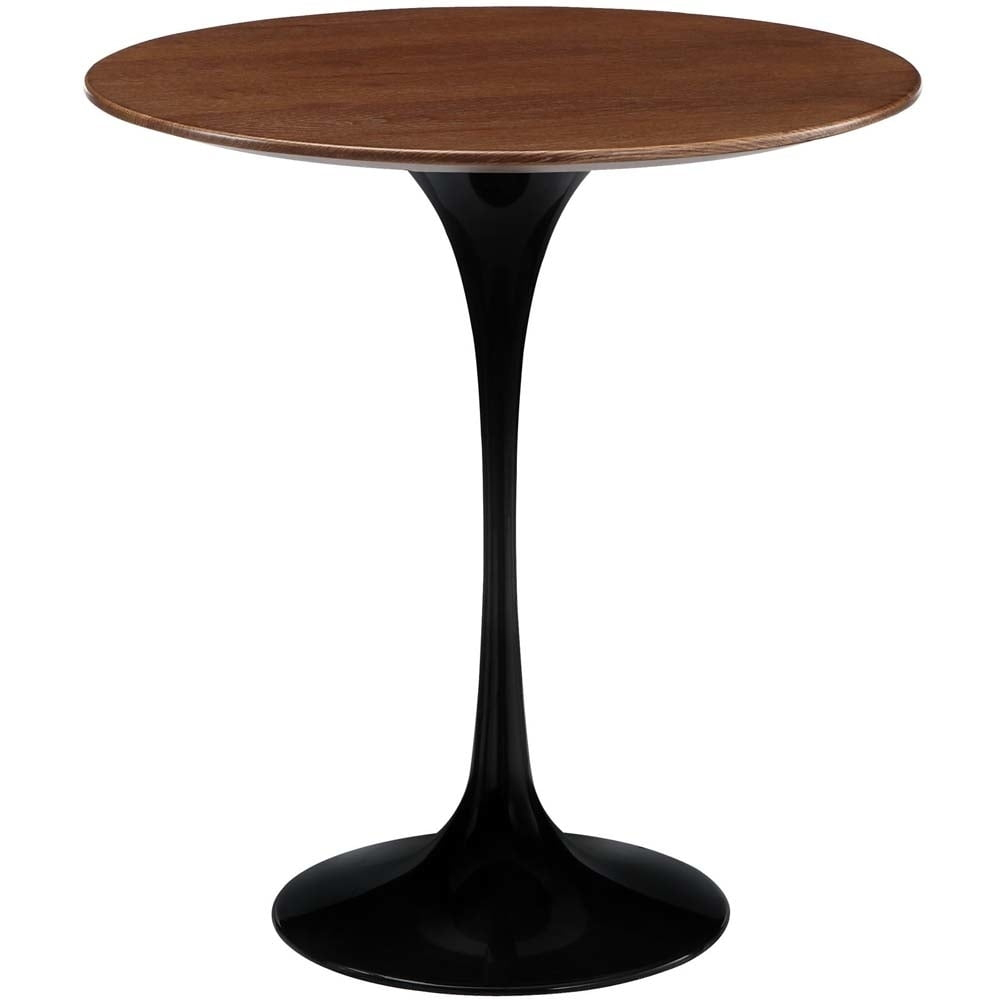 Mid-Century 20" Round Wood Side Table, Black