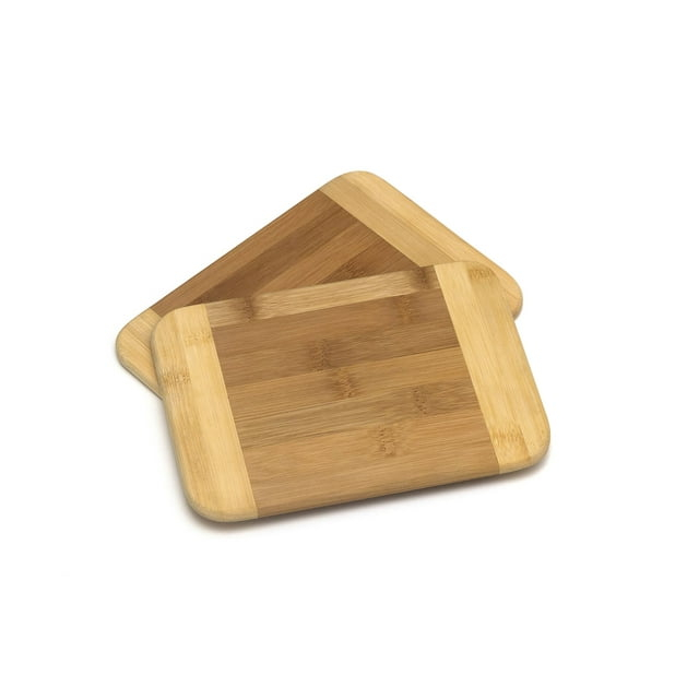Lipper International 949 Bamboo Wood Two-Tone Kitchen Cutting and Serving Board, Small, 8" x 6" x 5/16", Set of 2