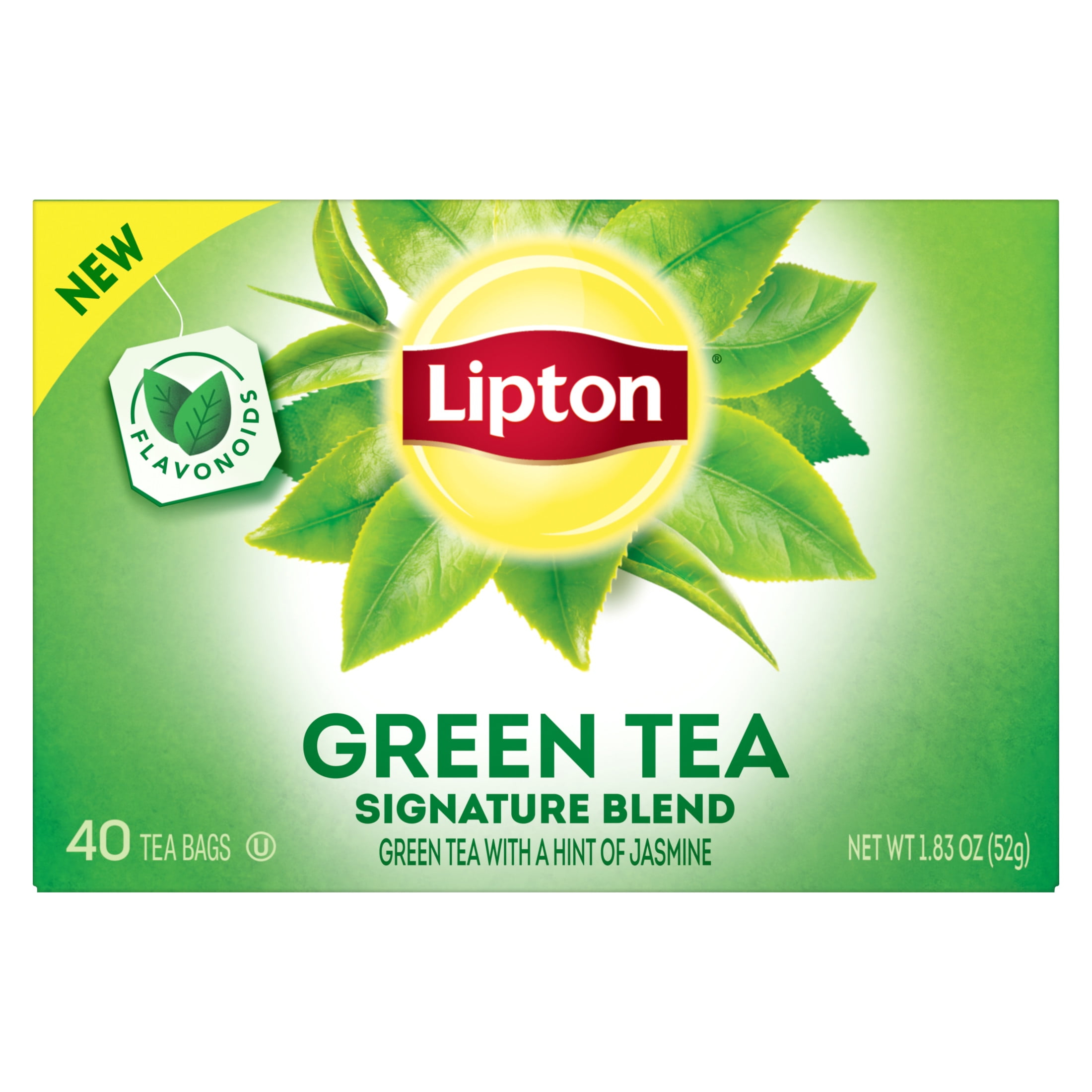 Lipton Signature Blend Green Tea Bags, Unsweetened Teabags for Hot Tea or Iced Tea with Caffeine and Flavonoids, 40 Count Box