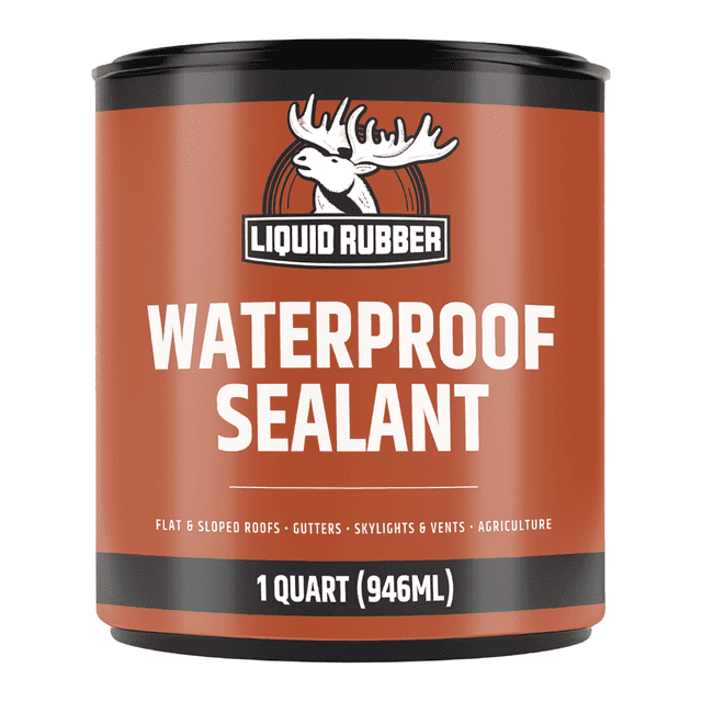 Liquid Rubber Multi-Surface Waterproof Sealant, Black, Indoor & Outdoor, 1 Quart