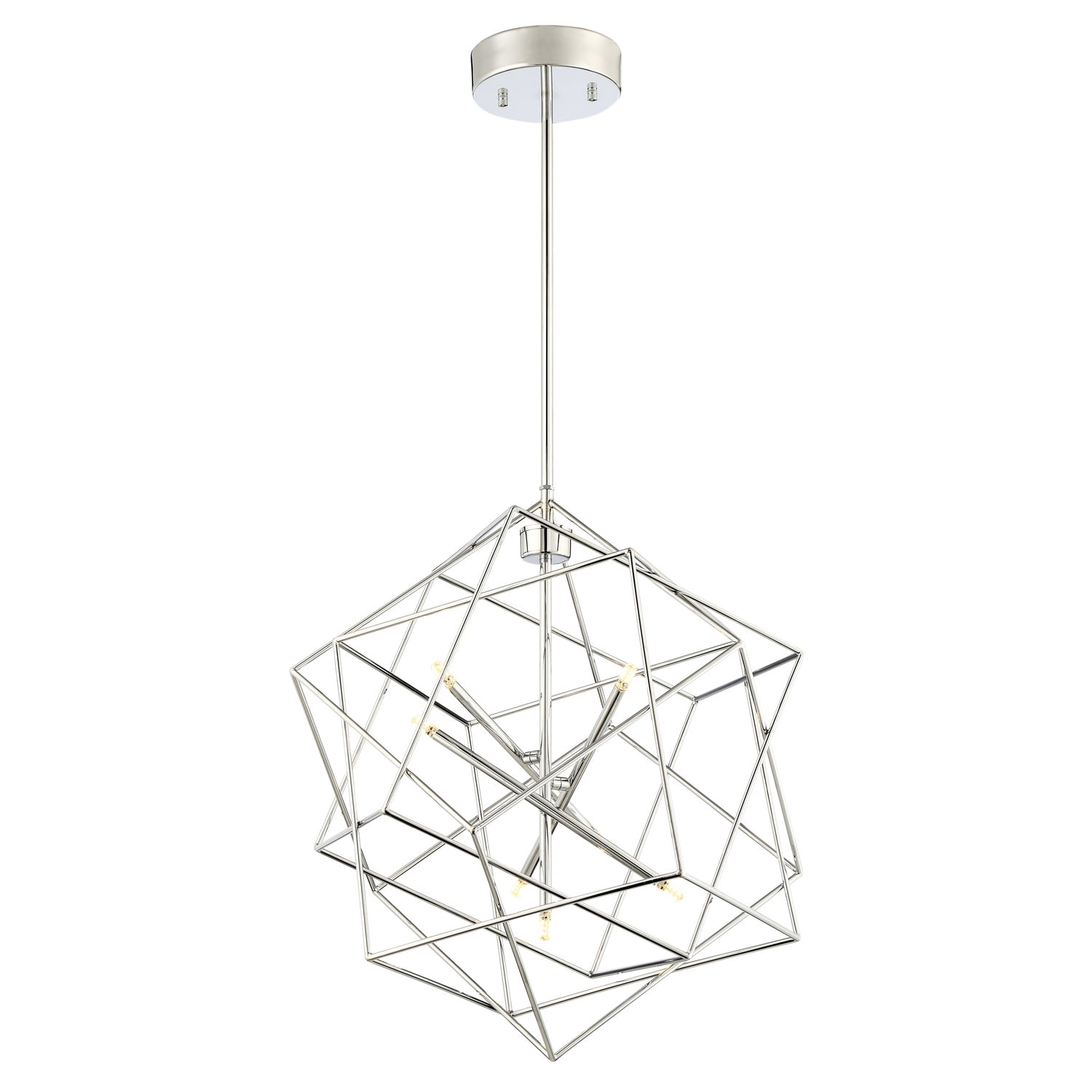 Lite Source Stacia Modern Geometric Chrome Pendant Ceiling Light Fixture