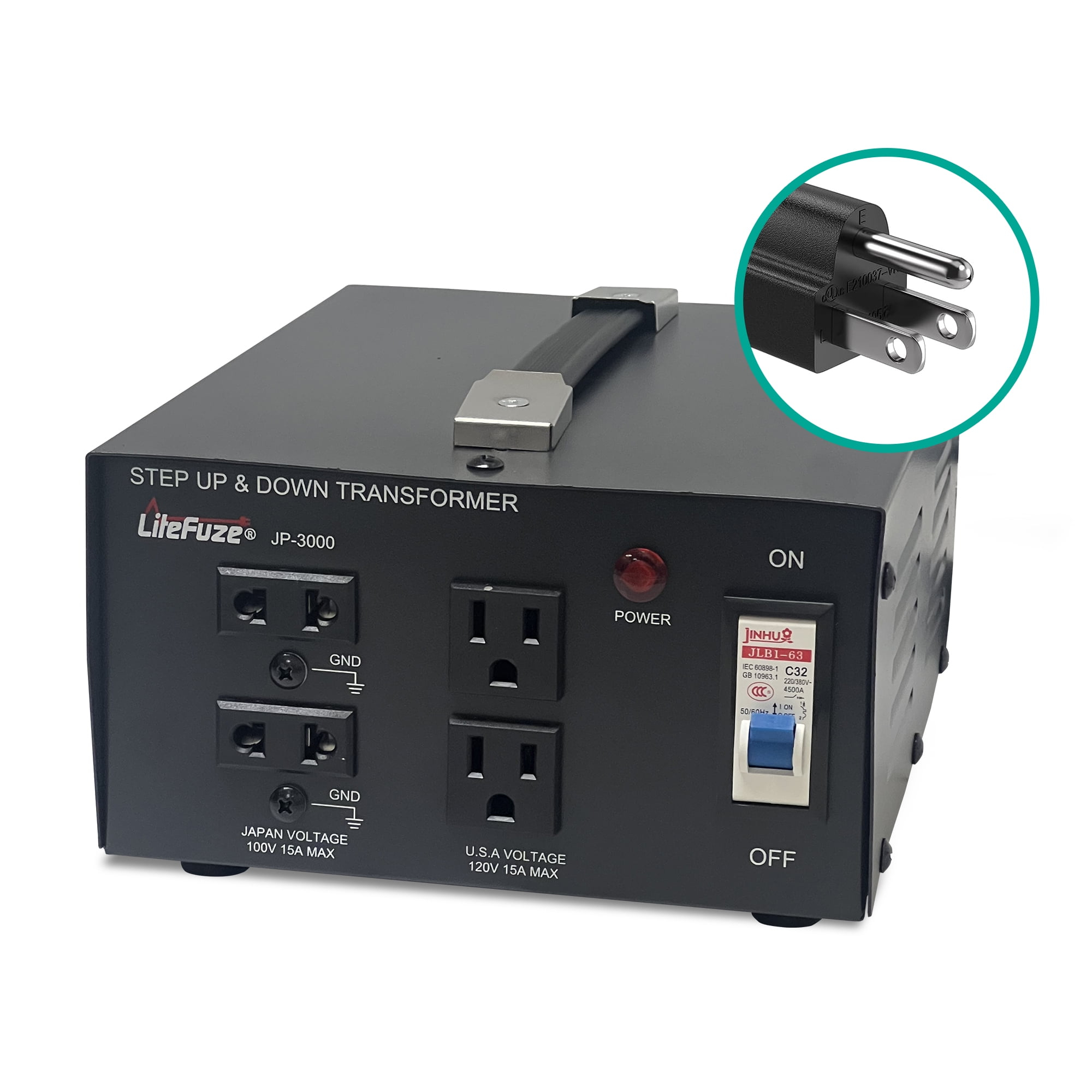 Litefuze 3000W Japan Voltage Converter Transformer - Step Up/down 100v to 120v & 120v to 100v - CE Certified with With Circuit Breaker Protection - 3-Year Warranty.(JP-3000)