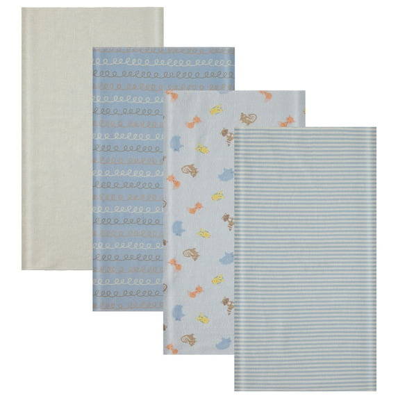 Little Beginnings Cudlie 4-Pack Receiving Blankets for Infants - Friendly Animal