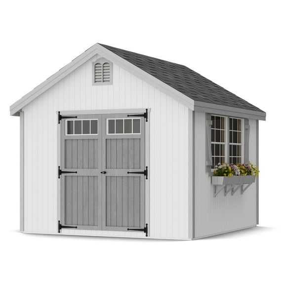 Little Cottage Co. 10x10 Colonial Williamsburg Shed with Operable Windows and Floor, Outdoor Wood Storage Do-It-Yourself Precut Kit