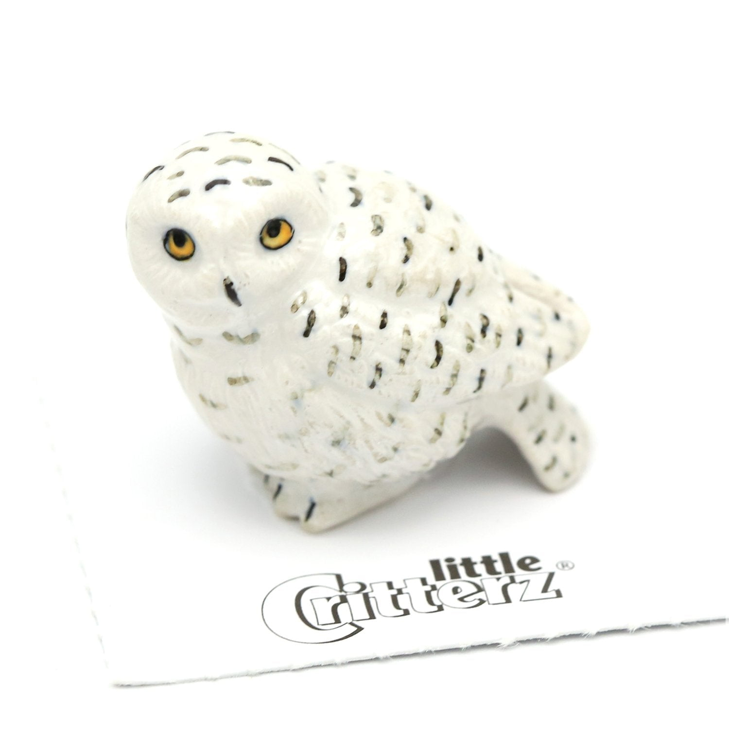 Little Critterz White Snowy Owl "Ghost" Hand-painted - Home Decor Bird Birthday Gift Decorative Figurine - Miniature Porcelain Figurine