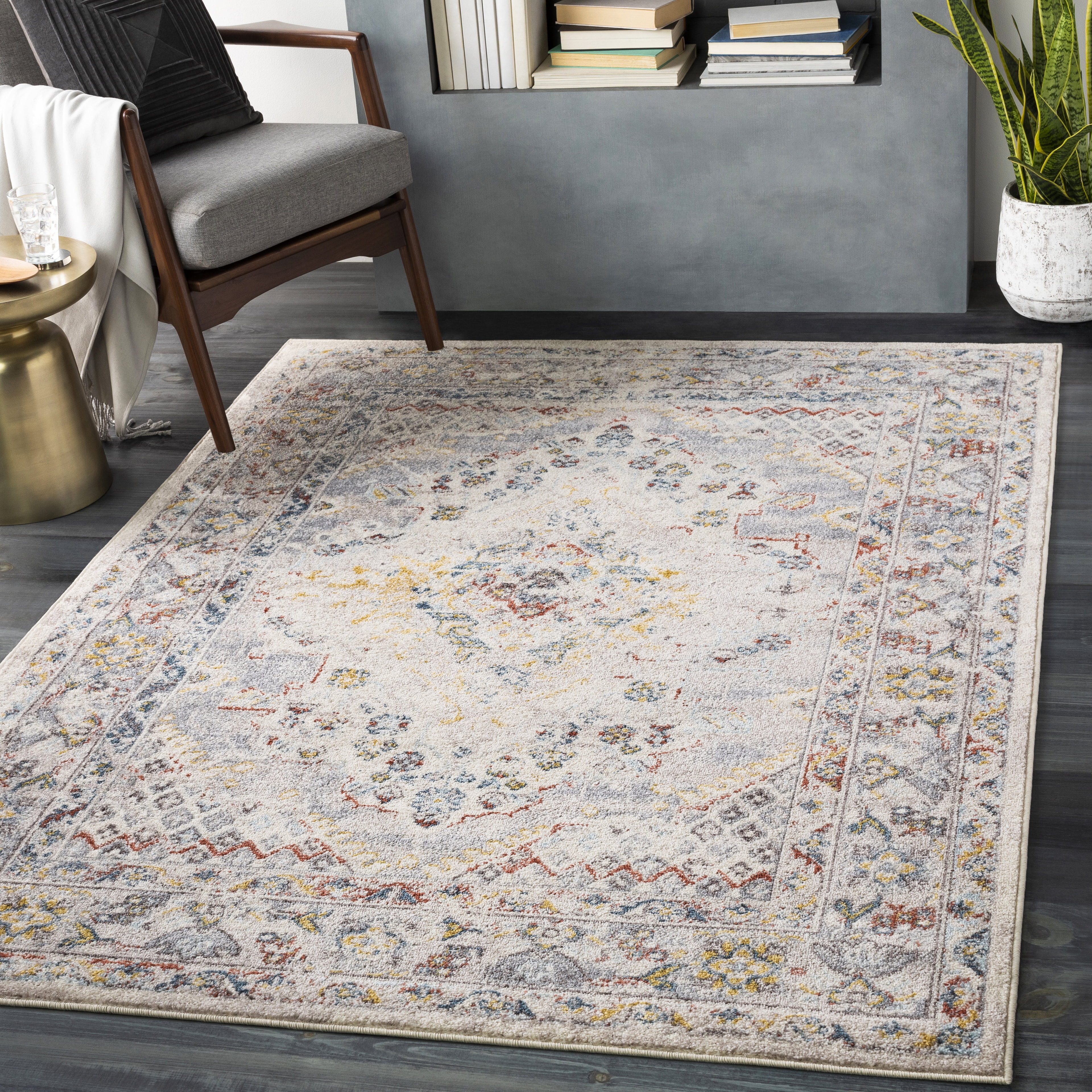 Livabliss Ankara Oriental Medallion Area Rug,6'7" x 9',Taupe
