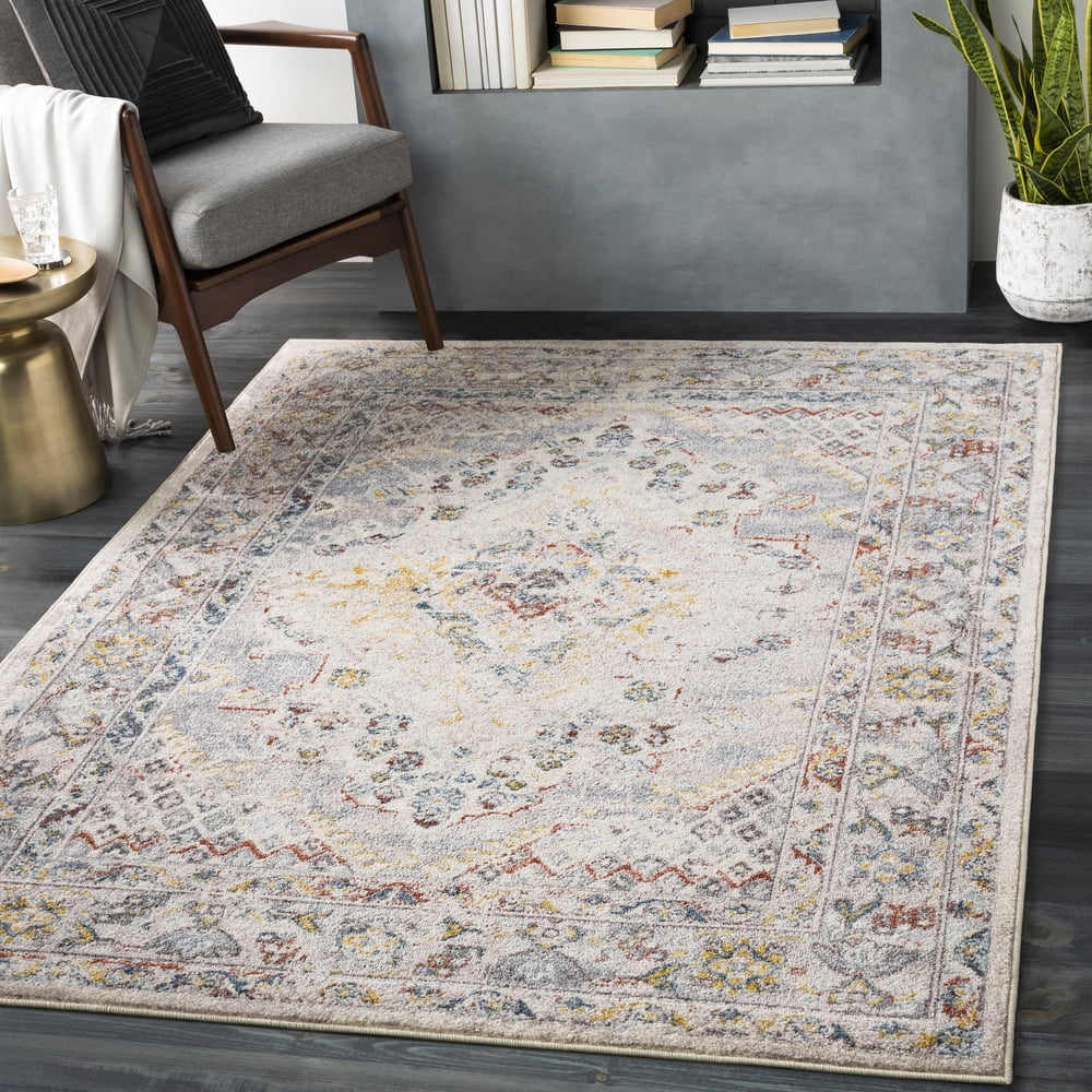 Livabliss Ankara Oriental Medallion Area Rug,6'7" x 9',Taupe