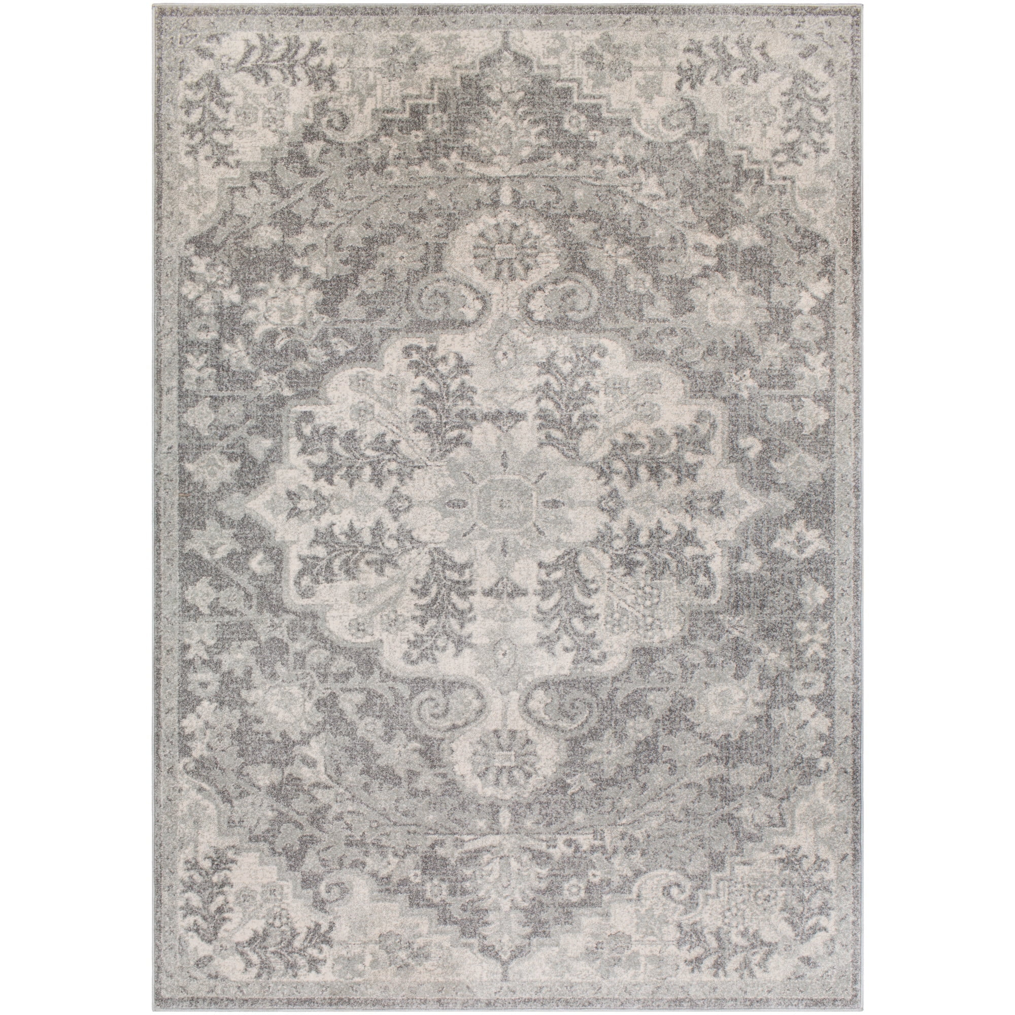 Livabliss Harput Vintage Medallion Area Rug,2' x 2'11",Dark Grey
