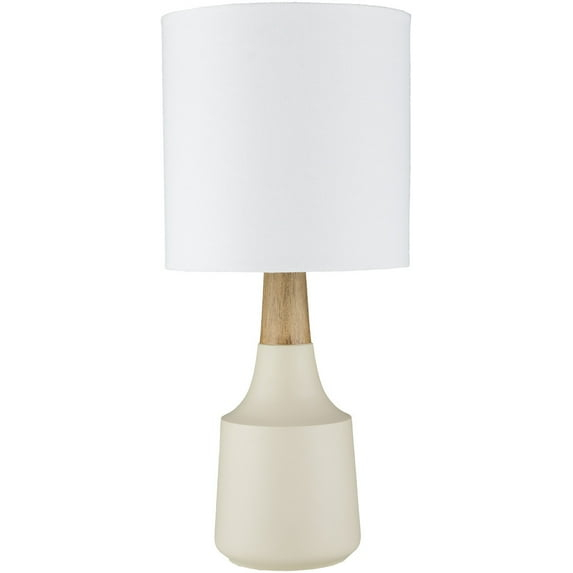 Livabliss Kent Modern Accent Table Lamp, 18-inch, Ivory with White Shade