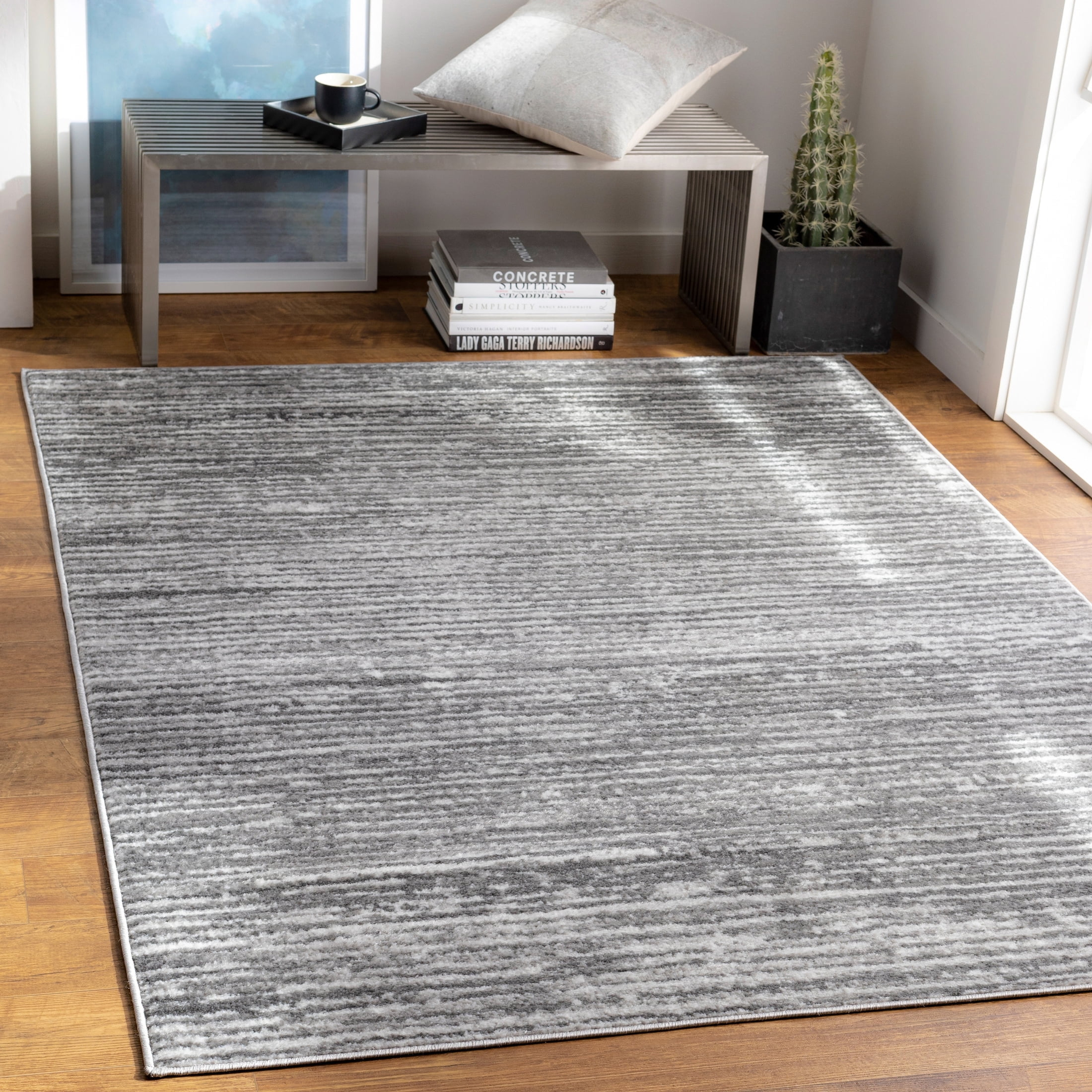 Livabliss Monte Carlo Modern Minimalist Area Rug,5'3" x 7'3",Charcoal/Grey