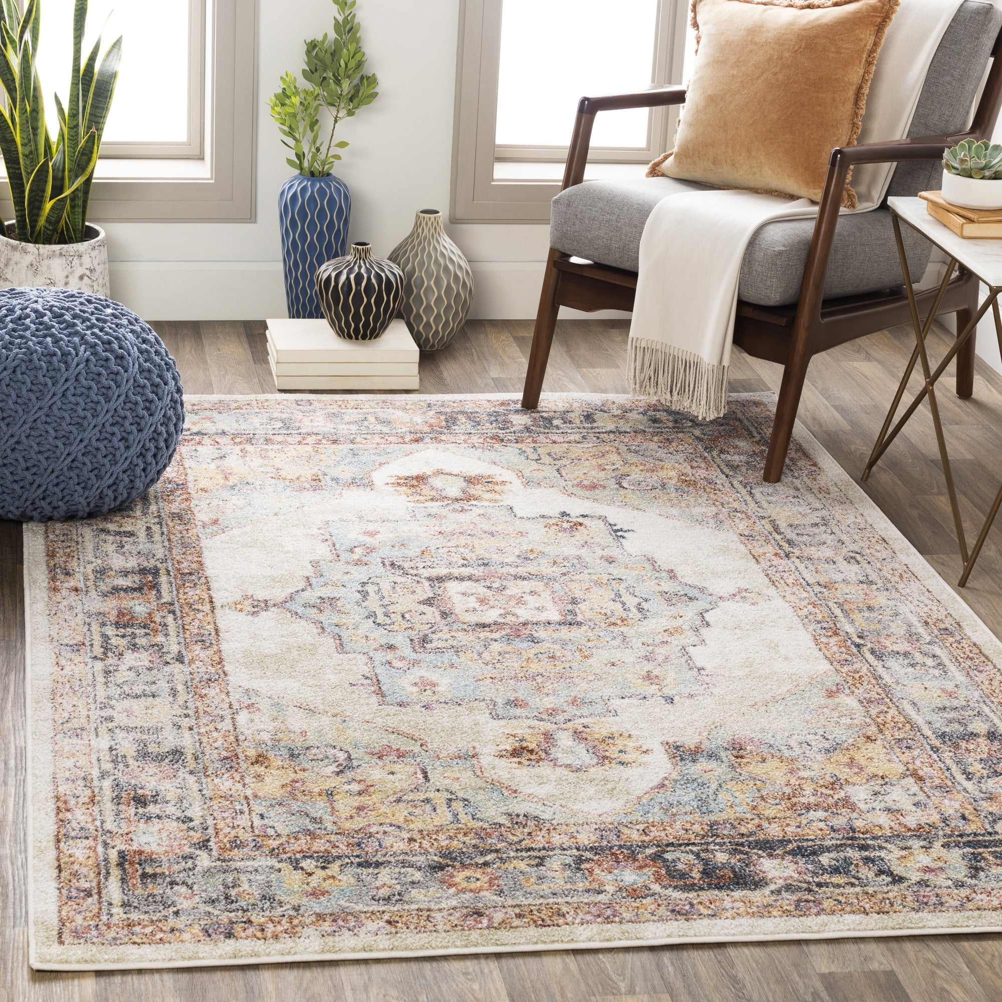 Livabliss New Mexico Vintage Medallion Area Rug,5'3" x 7'3",Khaki