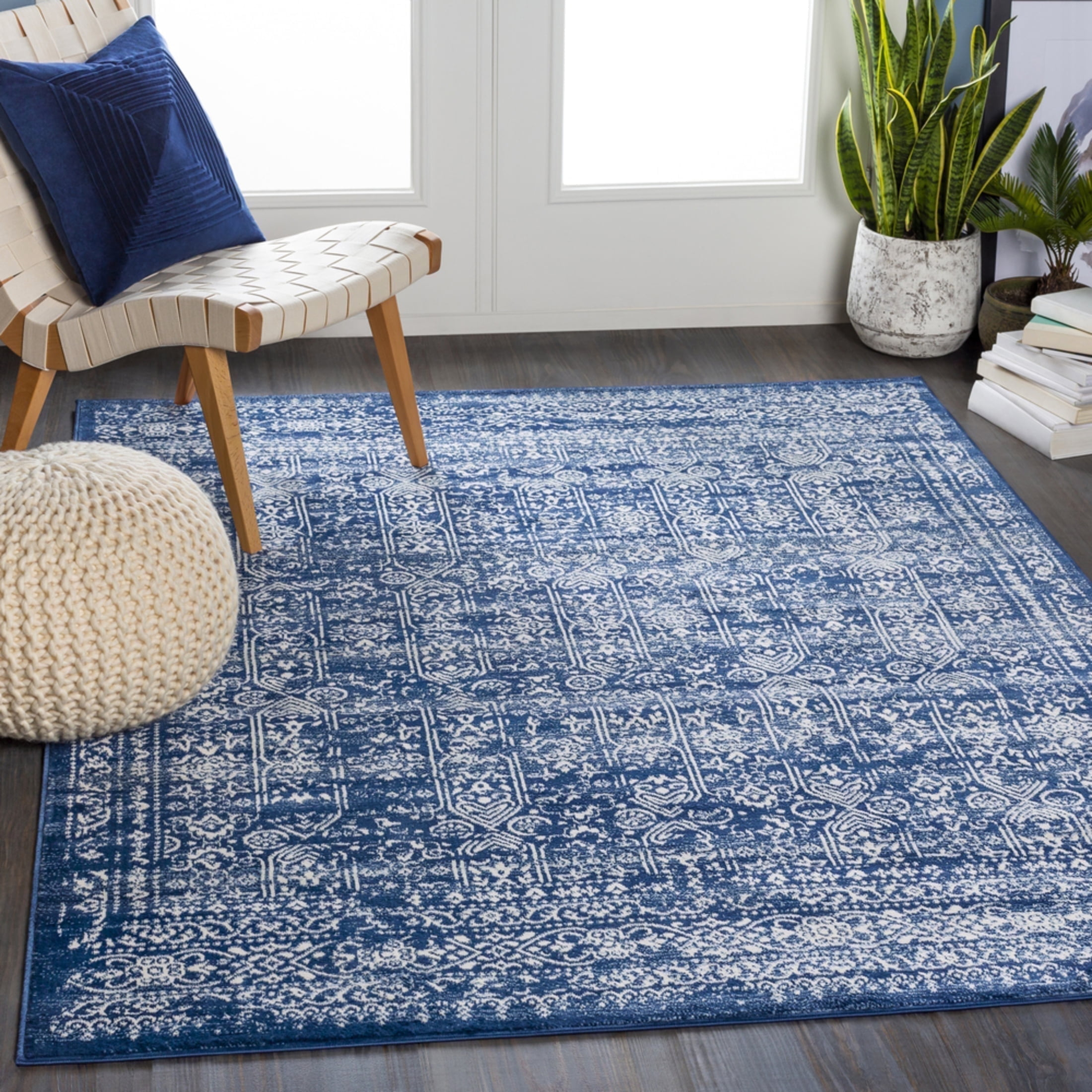 Livabliss Roma Vintage Oriental Area Rug,5'3" x 7'1",Dark Blue